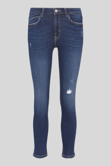 Dames - Skinny jeans - mid waist - jeansdonkerblauw