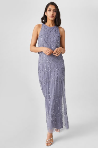 Women - Column dress - shiny - formal - gray