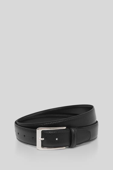 Men - Leather belt - black