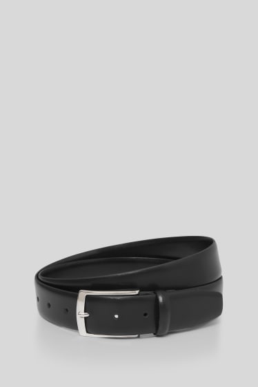 Men - Leather belt - black