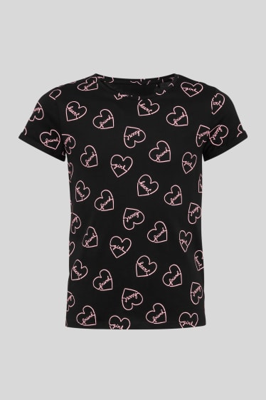Children Girls - Short sleeve T-shirt - black / rose