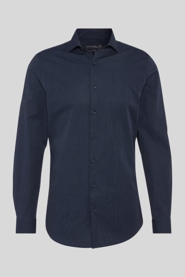 Men - Business shirt - slim fit - cutaway collar  - dark blue