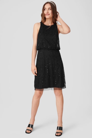 Mujer - Vestido tubo - Con brillos - De fiesta - negro