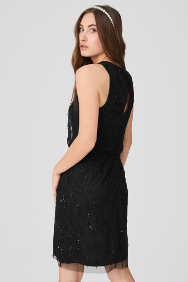 Mujer - Vestido tubo - Con brillos - De fiesta - negro