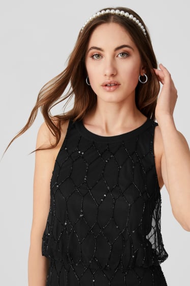 Mujer - Vestido tubo - Con brillos - De fiesta - negro