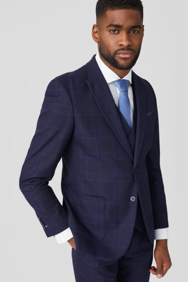 Herren - Baukasten-Sakko - Slim Fit - kariert - dunkelblau