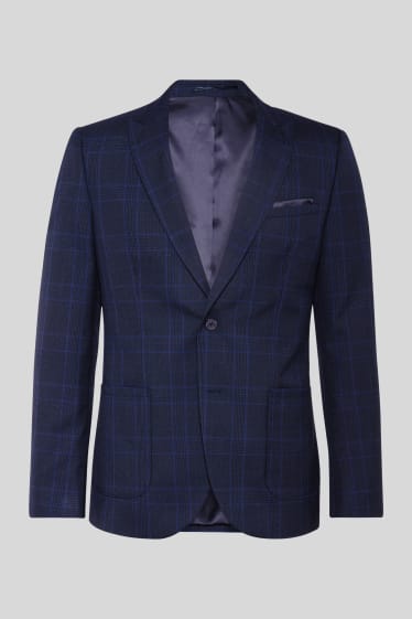 Herren - Baukasten-Sakko - Slim Fit - kariert - dunkelblau