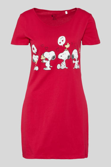 Women - Nightshirt  - Peanuts - dark red