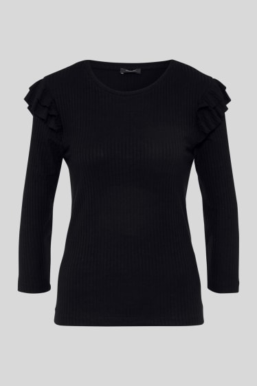Damen - Langarmshirt - schwarz