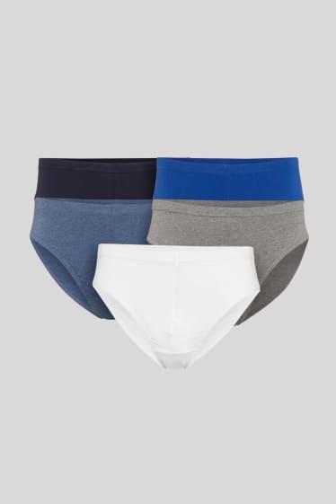 Heren - Set van 5 - slip - biokatoen - blauw / grijs