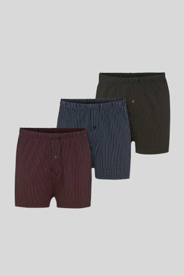 Men - Multipack of 3 - boxer shorts  - striped - black