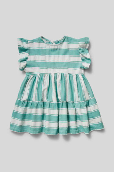 Kinder - Kleid - gestreift - weiß / grün