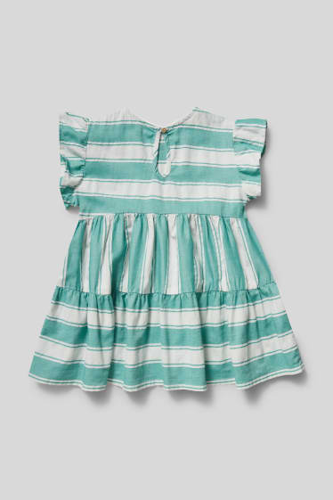 Children - Dress  - striped - white / green