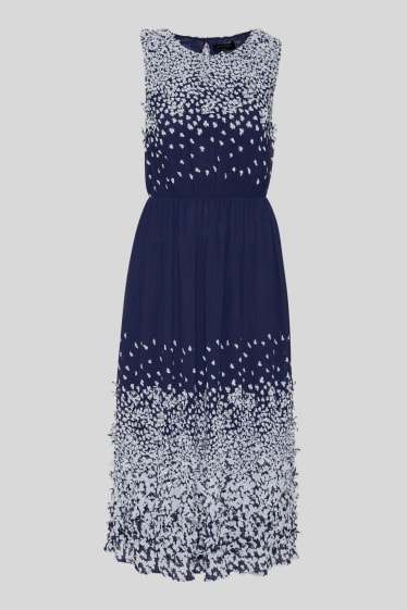 Dámské - Šaty s volnou sukní - slavnostní - modrá/bílá