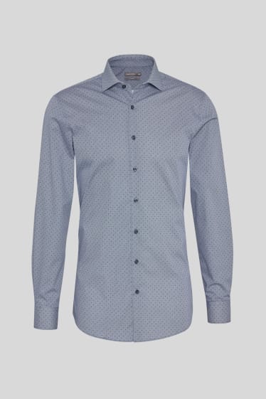Heren - Business-overhemd - Slim Fit - cut away - met stippen - blauw / lichtblauw
