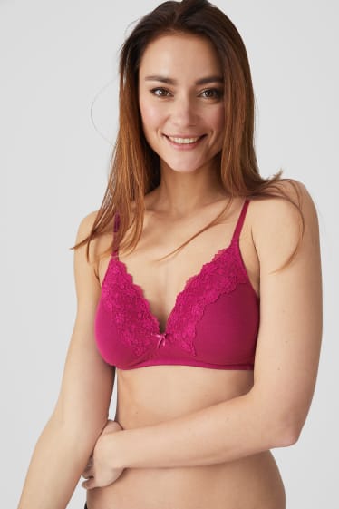 Women - Multipack of 2 - non-wired bra - padded - bordeaux / black