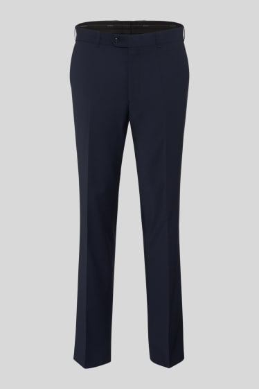 Hommes - Pantalon de costume - regular fit - stretch - laine mélangée - bleu foncé