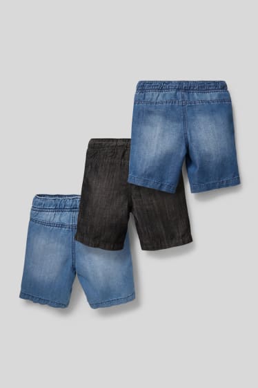 Kinderen - Set van 3 - bermuda van spijkerstof - jeansblauw