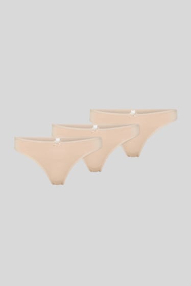 Women - Multipack of 3 - thong - beige