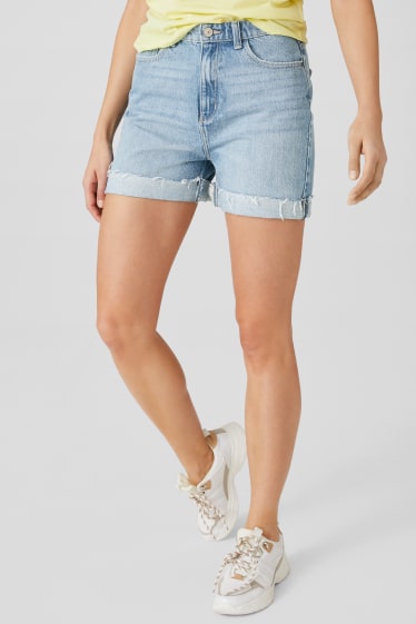 Dames - Korte spijkerbroek - jeanslichtblauw
