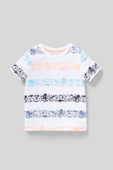 Children - Short sleeve T-shirt  - striped - white / blue