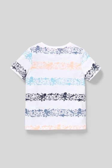 Children - Short sleeve T-shirt  - striped - white / blue