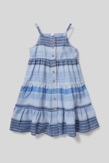 Enfants filles - Robe - à rayures - bleu / bleu clair