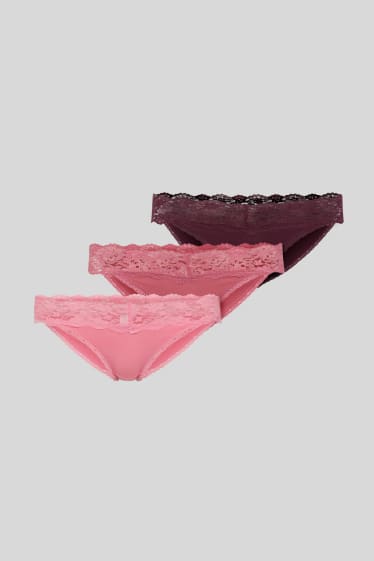 Femmes - Lot de 3 - culotte - rose