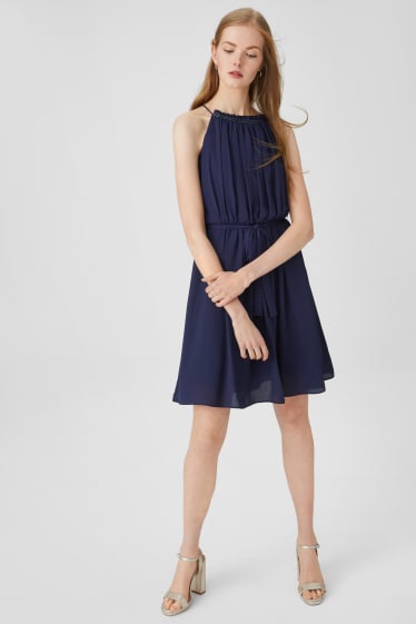 Femmes - Robe Fit & Flare - style festif - bleu foncé