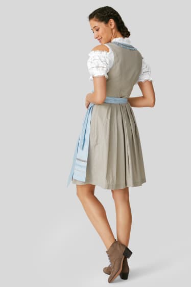 Damen - Dirndl - 3 teilig - weiß / hellblau