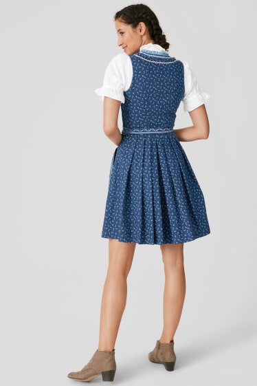 Damen - Dirndl - 3 teilig - blau / weiss