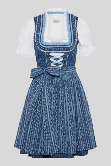 Damen - Dirndl - 3 teilig - blau / weiß