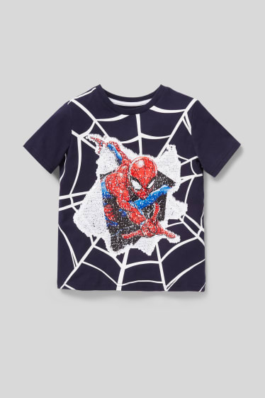 Kinder Jungen - Spider-Man - Kurzarmshirt - Glanz-Effekt - dunkelblau