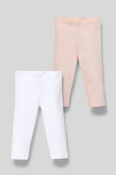 Enfants - Lot de 2 - leggings - blanc / rose