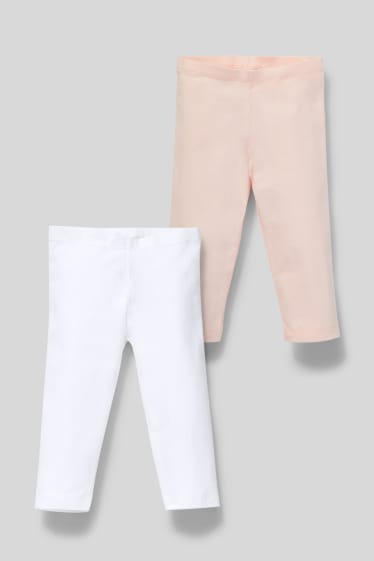 Enfants filles - Lot de 2 - leggings - blanc / rose