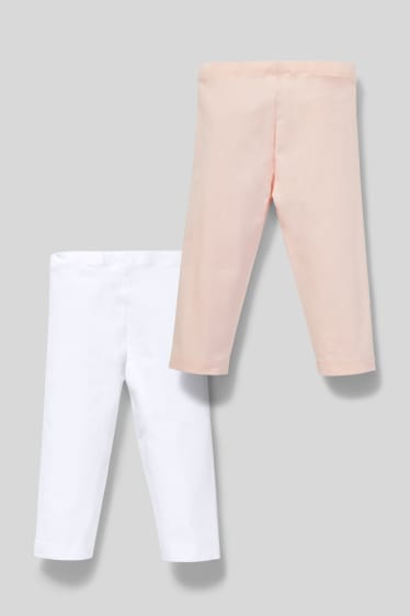 Enfants filles - Lot de 2 - leggings - blanc / rose