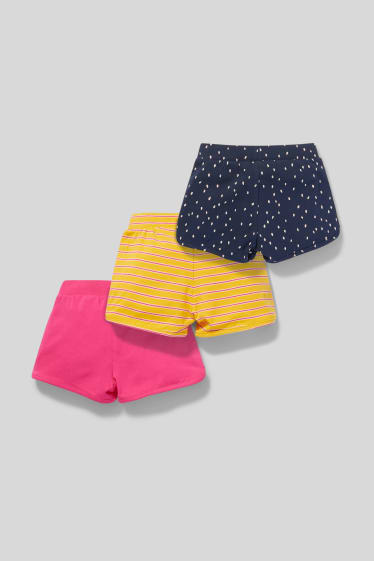Enfants filles - Lot de 3 - short en molleton - bleu / or