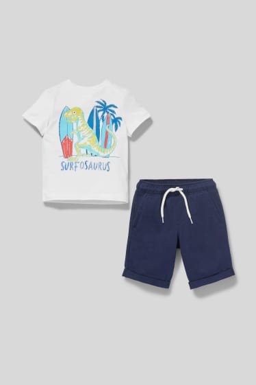 Kinder Jungen - Set - Kurzarmshirt und Shorts - weiß / blau