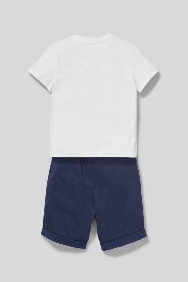 Kinder Jungen - Set - Kurzarmshirt und Shorts - weiß / blau