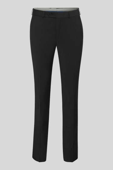 Hommes - Pantalon de costume - slim fit - stretch - laine mélangée - noir