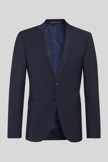 Hommes - Veste de costume - slim fit - stretch - laine mélangée - bleu foncé