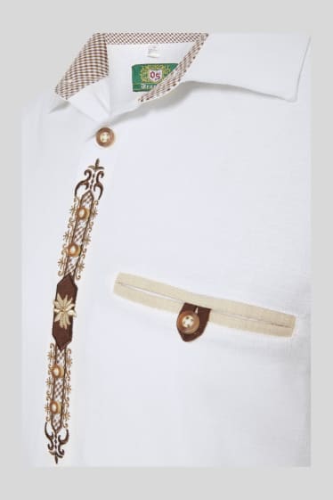 Men - Bavarian shirt - regular fit - Kent collar - white