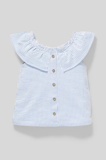 Kinderen - T-shirt - gestreept - wit / lichtblauw