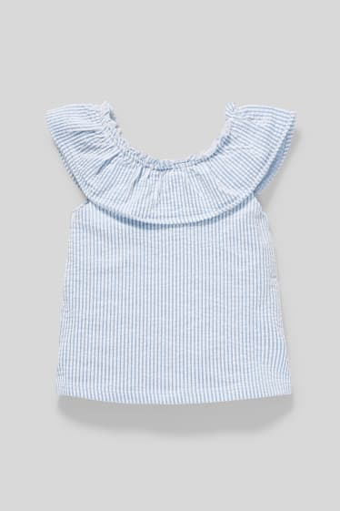 Kinderen - T-shirt - gestreept - wit / lichtblauw