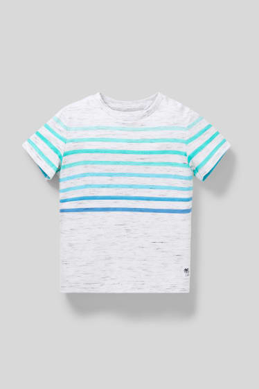 Children - Short sleeve T-shirt - striped - white-melange