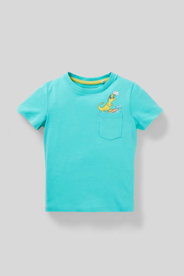 Children - Short sleeve T-shirt  - dinosaur motif - dark turquoise