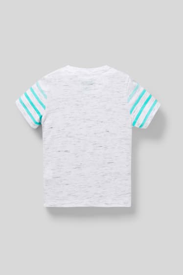 Niños - Camiseta de manga corta - De rayas - blanco-jaspeado