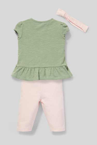 Babys - Baby-Outfit - 3 teilig - grün / rosa