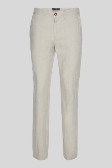 Heren - Linnen broek - Straight Fit - parel