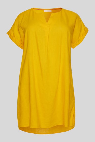 Women - Tunic - linen blend - yellow